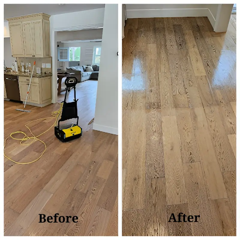 Before After Wood Floor Cleaning in San diego